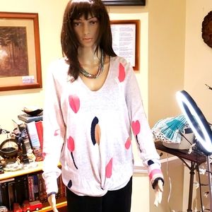 +ZOE NWT Print  Front Twist Sweater nwt size L